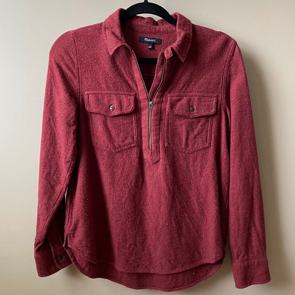 Red Quarter Zip Flannel | Madewell
